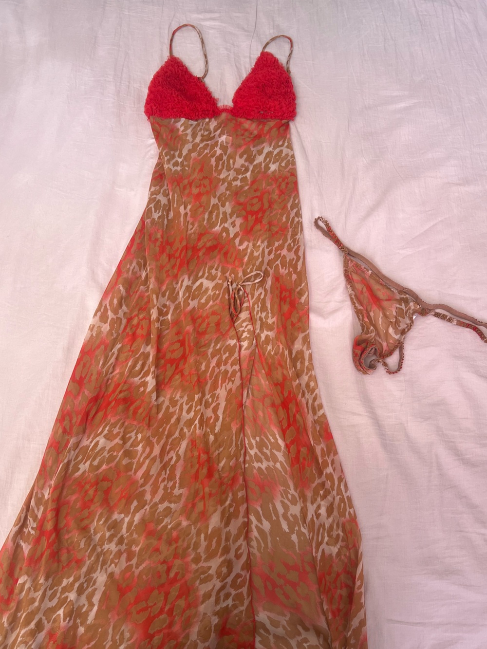 Victoria's Secret vintage Tan and Red Cheetah Printed slip set